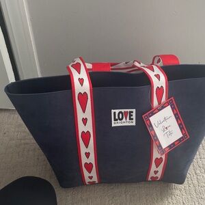 Brighton Blue Tote with Heart Straps